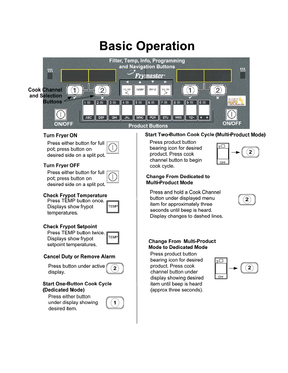 2 basic operation | Frymaster BIGLA30 User Manual | Page 26 / 86