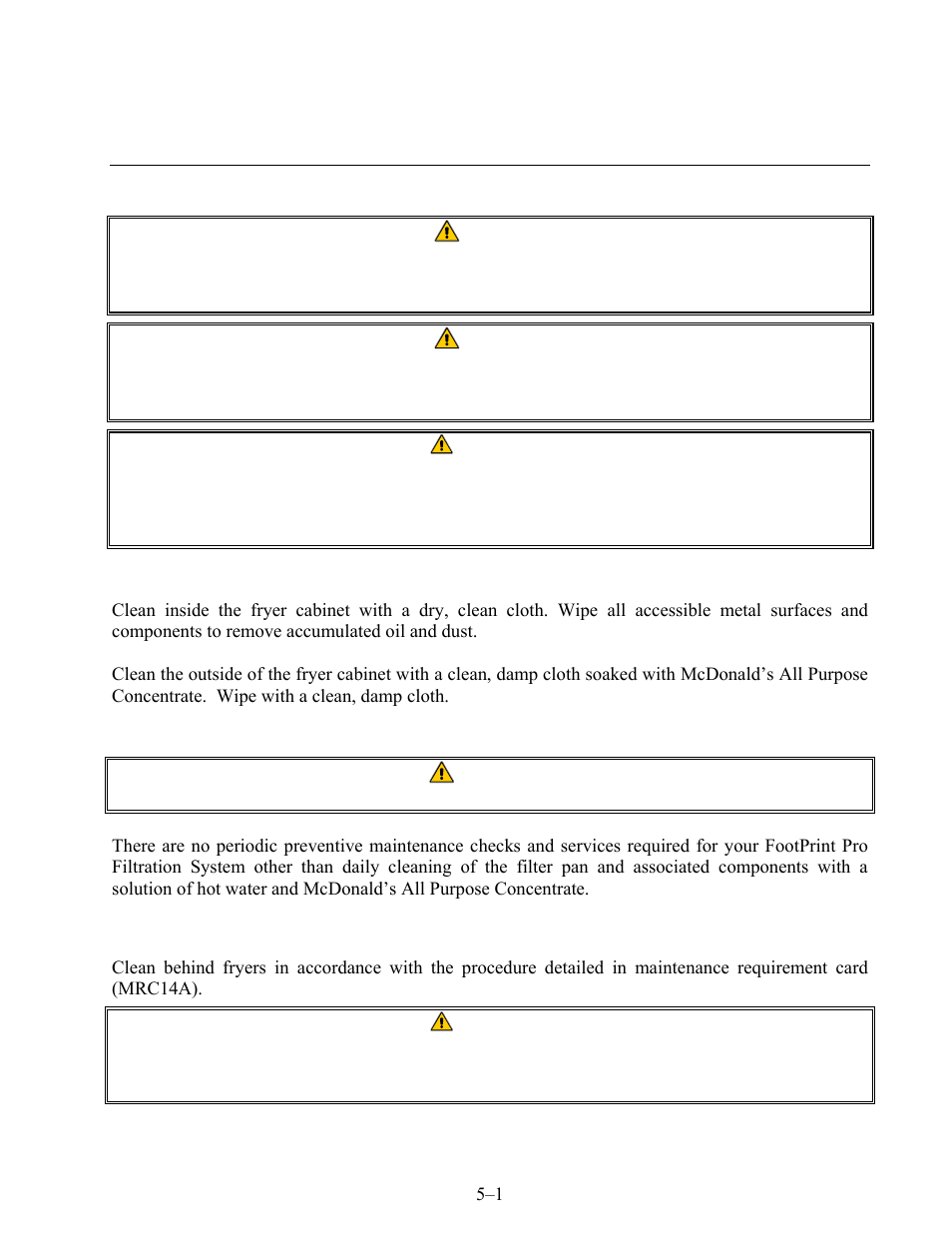 Bire14/mre14 series e, Electric fryer chapter 5: preventative maintenance | Frymaster BIRE14 User Manual | Page 21 / 32