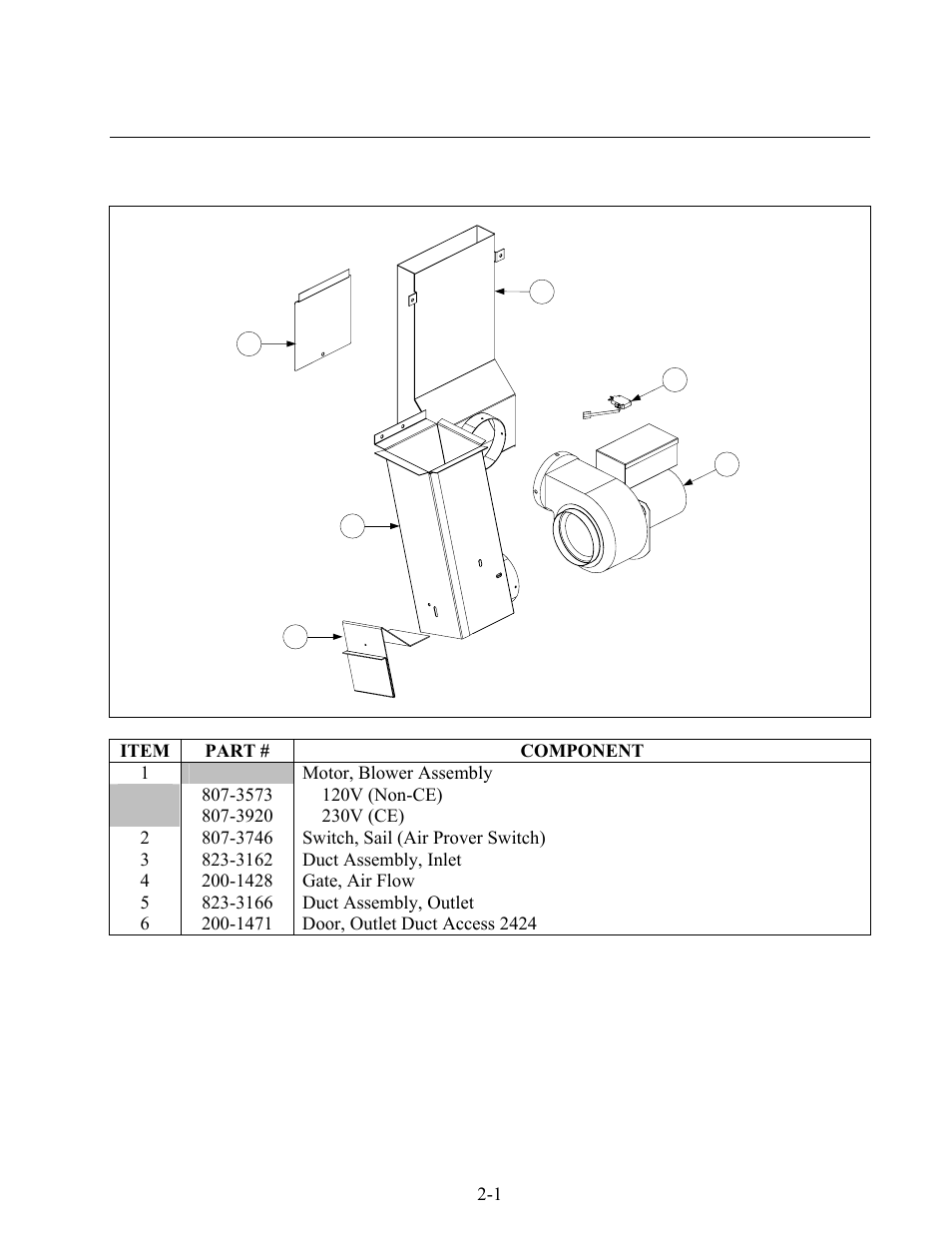 1 blower assembly, combustion air | Frymaster 2424G User Manual | Page 45 / 68