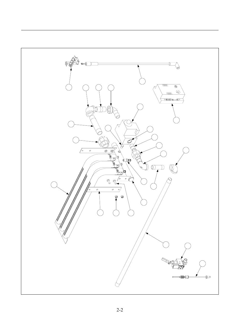 2 burner manifold and related components | Frymaster 2424G User Manual | Page 46 / 68