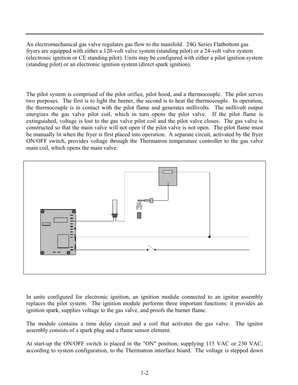 Electronic ignition configuration, The pilot system 120v | Frymaster 2424G User Manual | Page 8 / 68