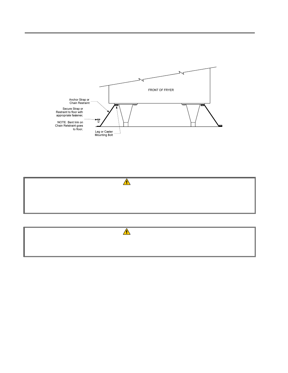 9 restraining the fryer (cont.) | Frymaster KSCF18G User Manual | Page 13 / 68