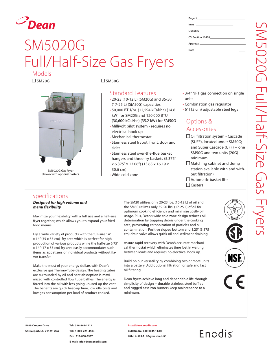 Frymaster SM5020G User Manual | 2 pages