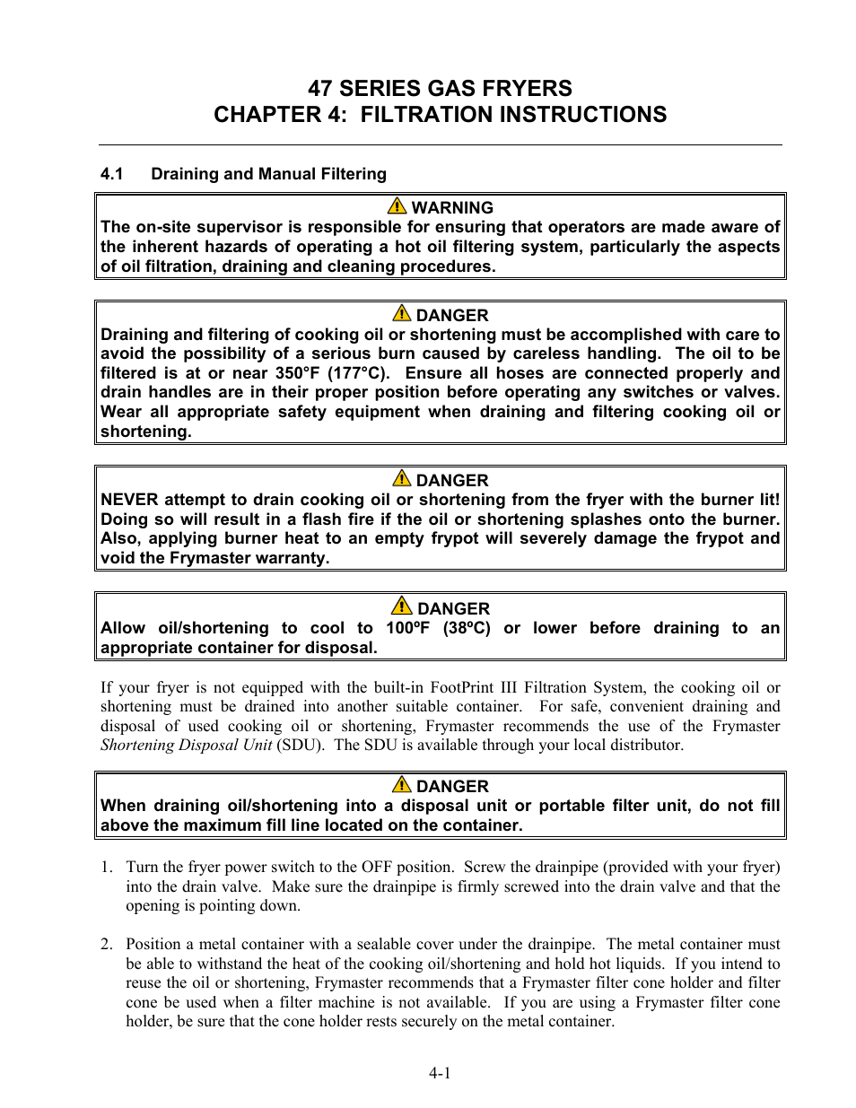Frymaster 47 Series User Manual | Page 24 / 44