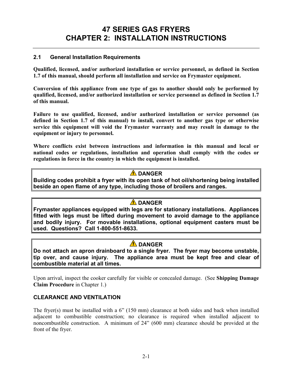 Frymaster 47 Series User Manual | Page 9 / 44