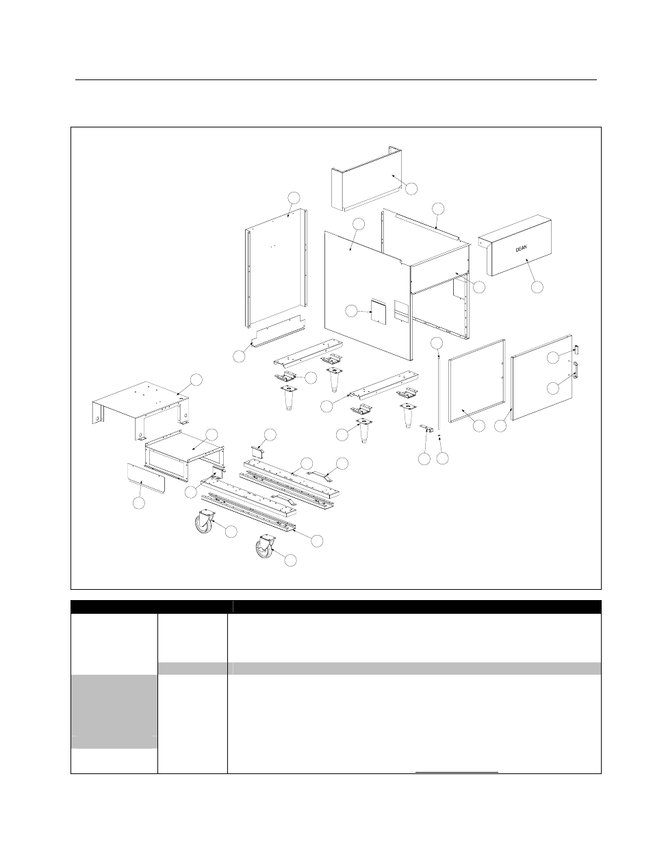 Dean millivolt gas fryers chapter 2: parts list, 1 cabinetry components, single fryers | Frymaster Super Runner Series User Manual | Page 24 / 56