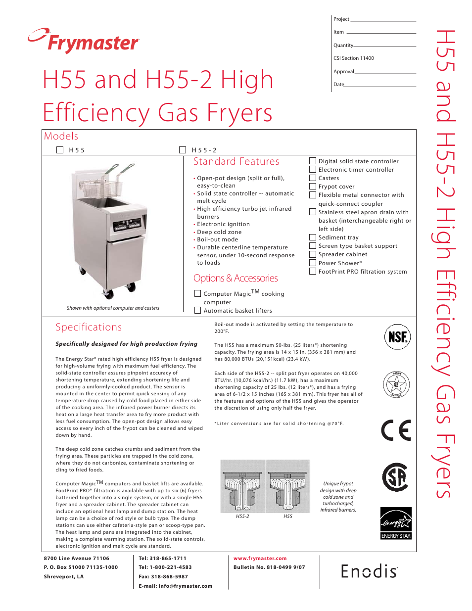 Frymaster H55-2 User Manual | 2 pages