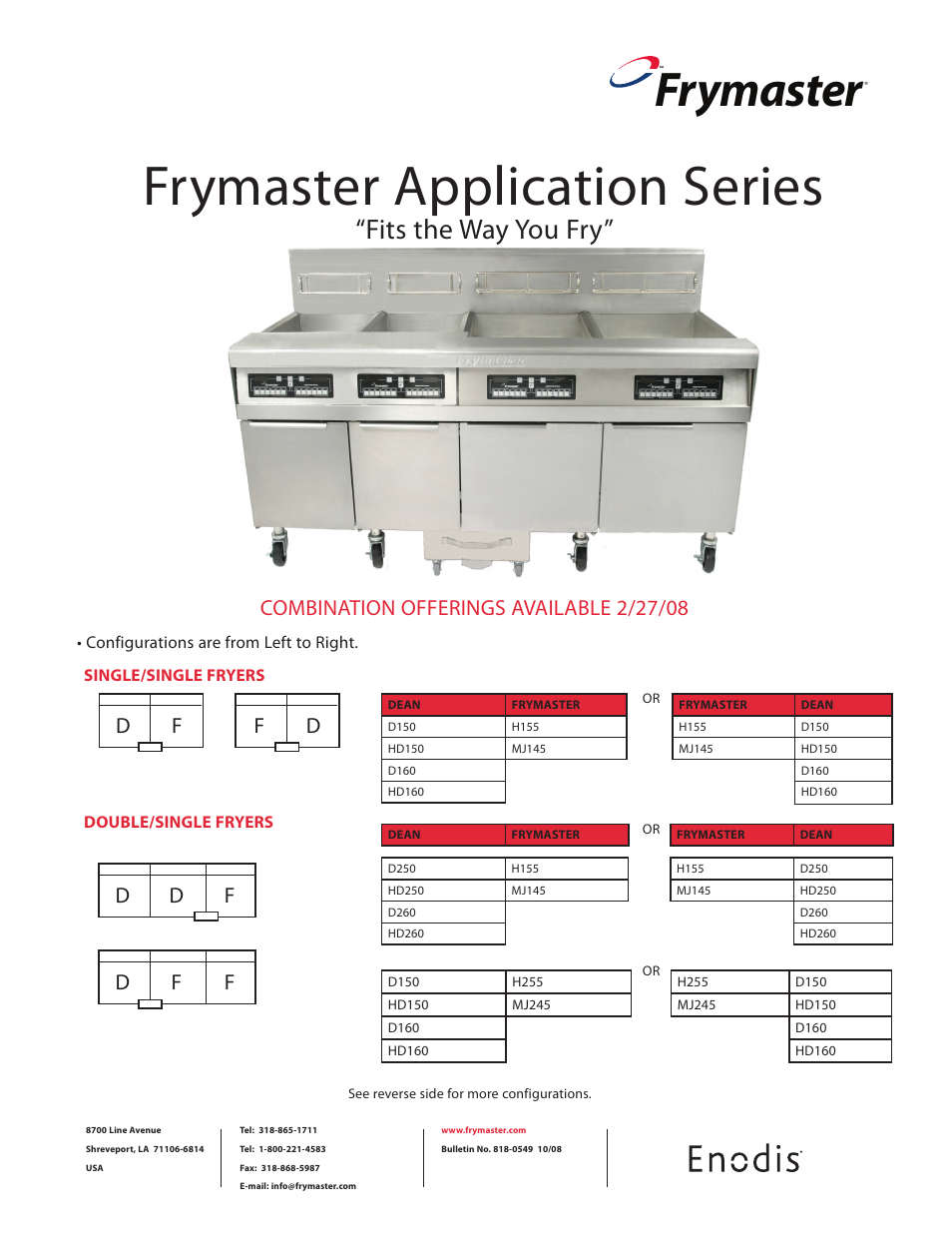 Frymaster Enodis Application Series User Manual | 2 pages