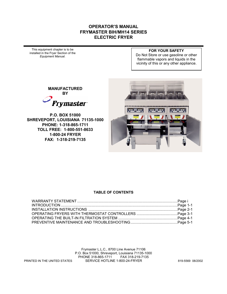 Frymaster BIH series User Manual | 27 pages