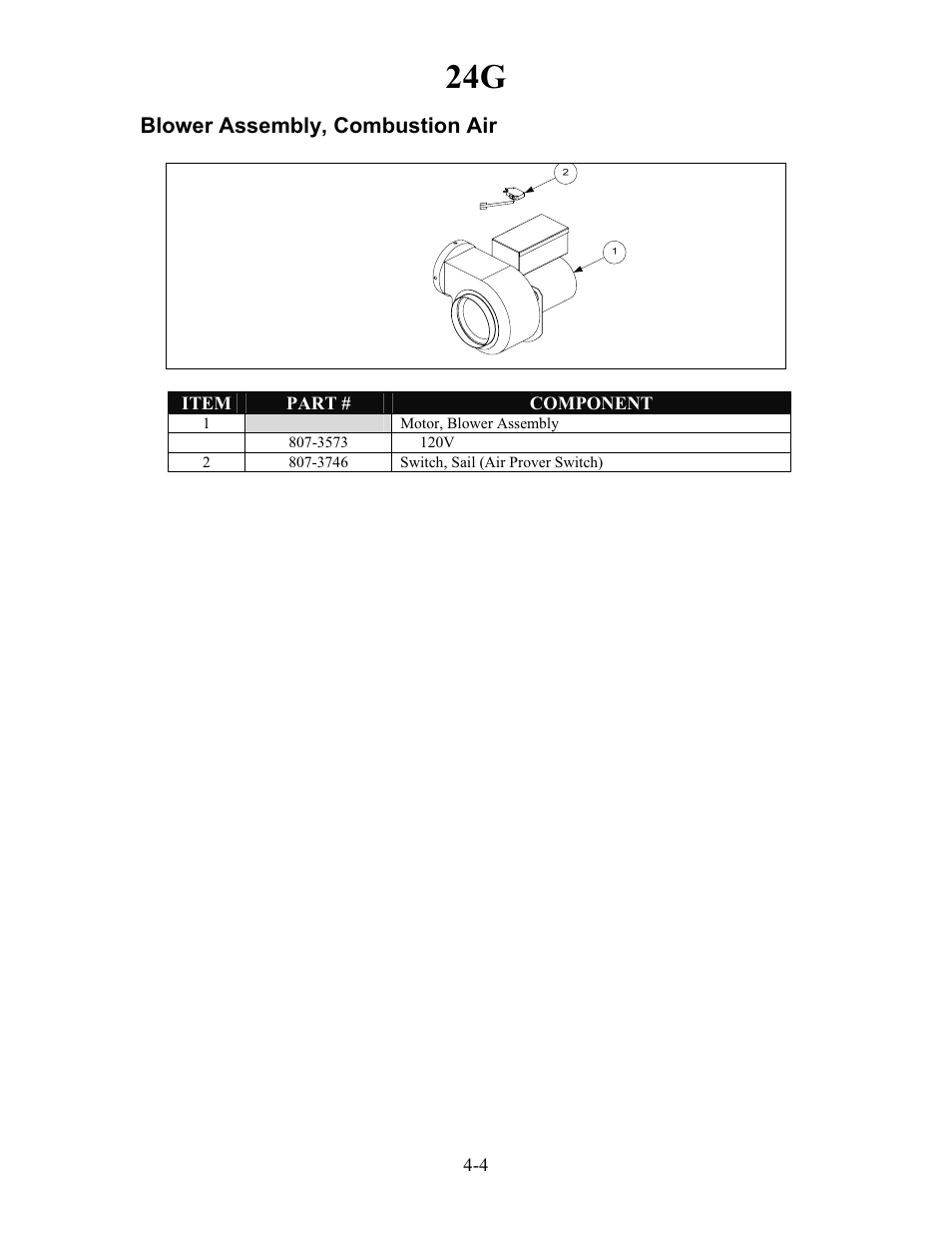 Blower assembly, combustion air | Frymaster h50 User Manual | Page 25 / 72