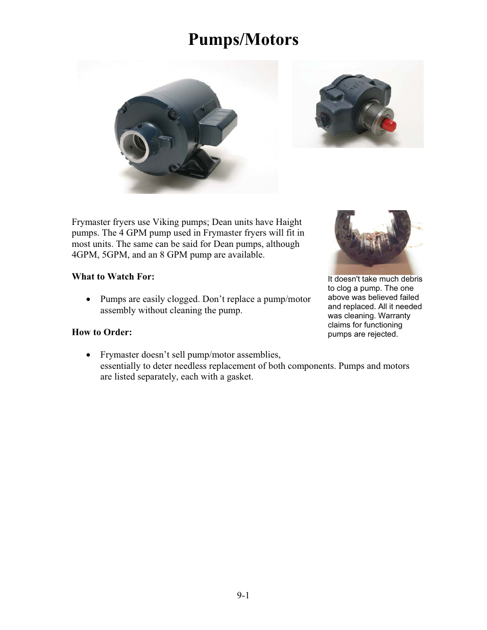 Pumps/motors | Frymaster h50 User Manual | Page 50 / 72