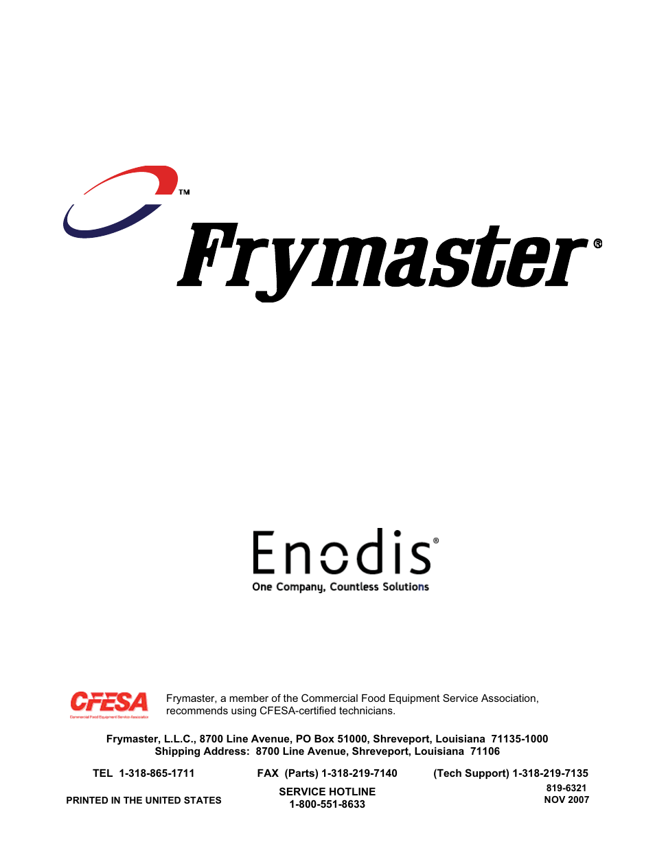 Frymaster h50 User Manual | Page 72 / 72