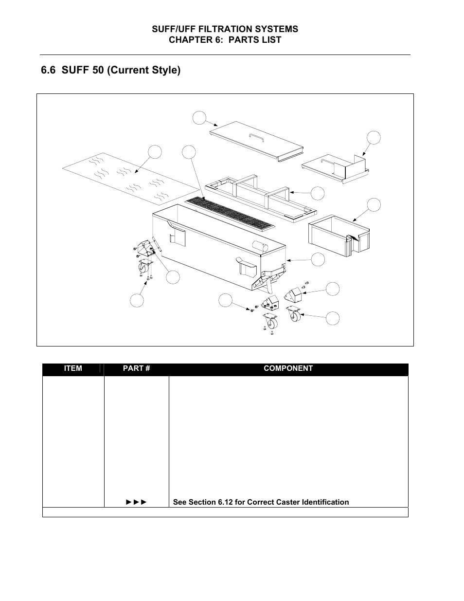 6 suff 50 (current style) | Frymaster Single Under Fryer Filter (SUFF) User Manual | Page 42 / 54