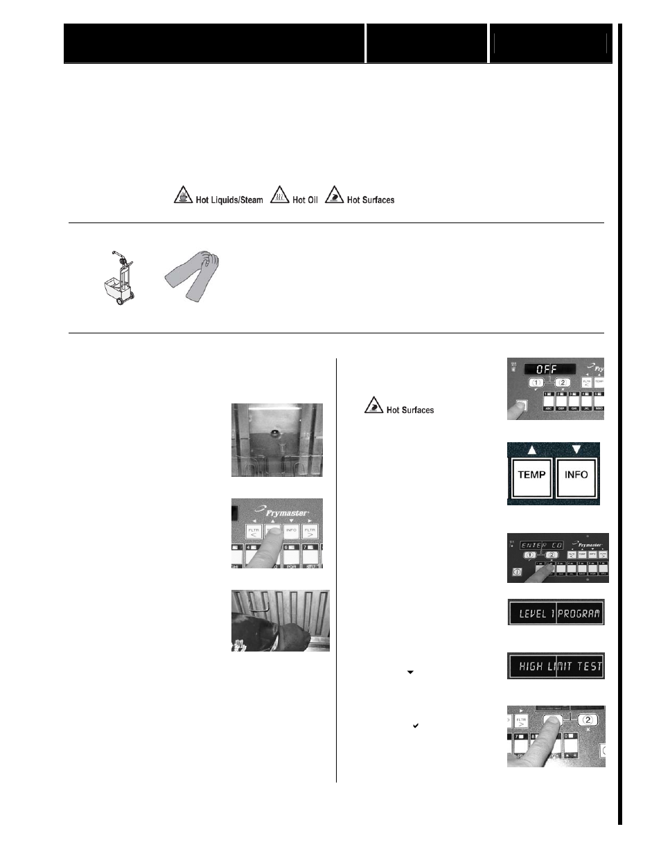 Verify high-limit controls quarterly fr 3 q3 | Frymaster BIGLA30 User Manual | Page 20 / 26