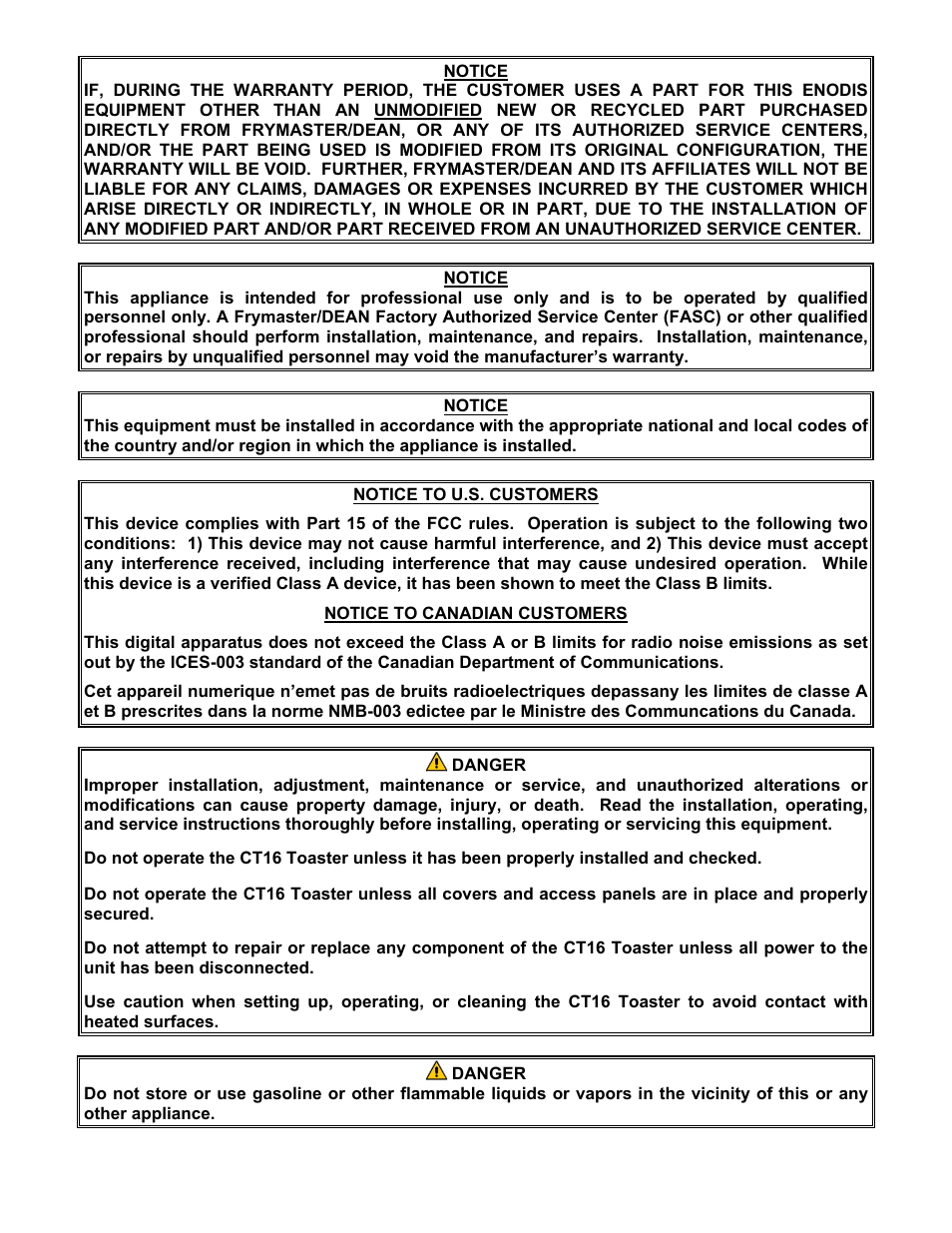 Frymaster CT16 Series User Manual | Page 2 / 26