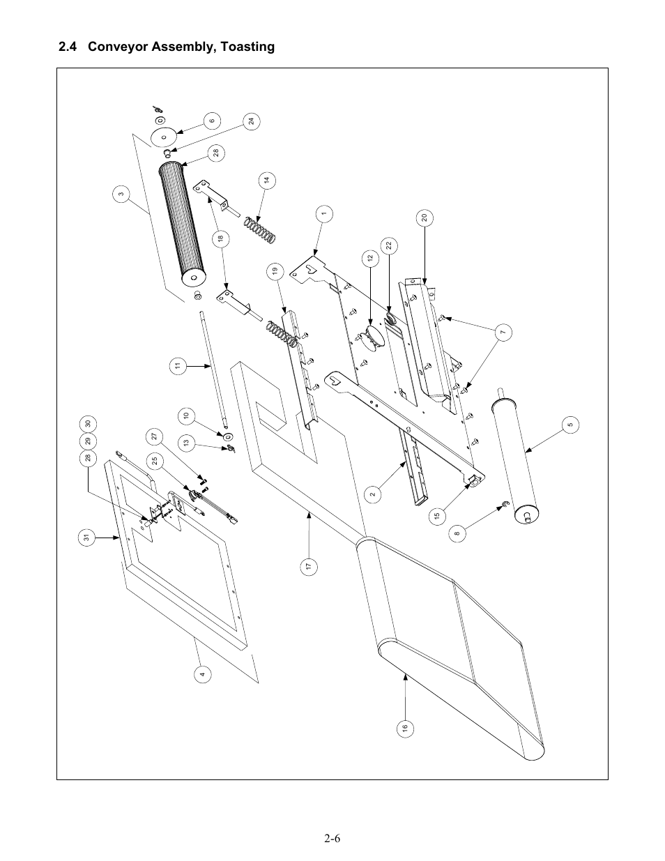 4 conveyor assembly, toasting | Frymaster CT16 Series User Manual | Page 20 / 26