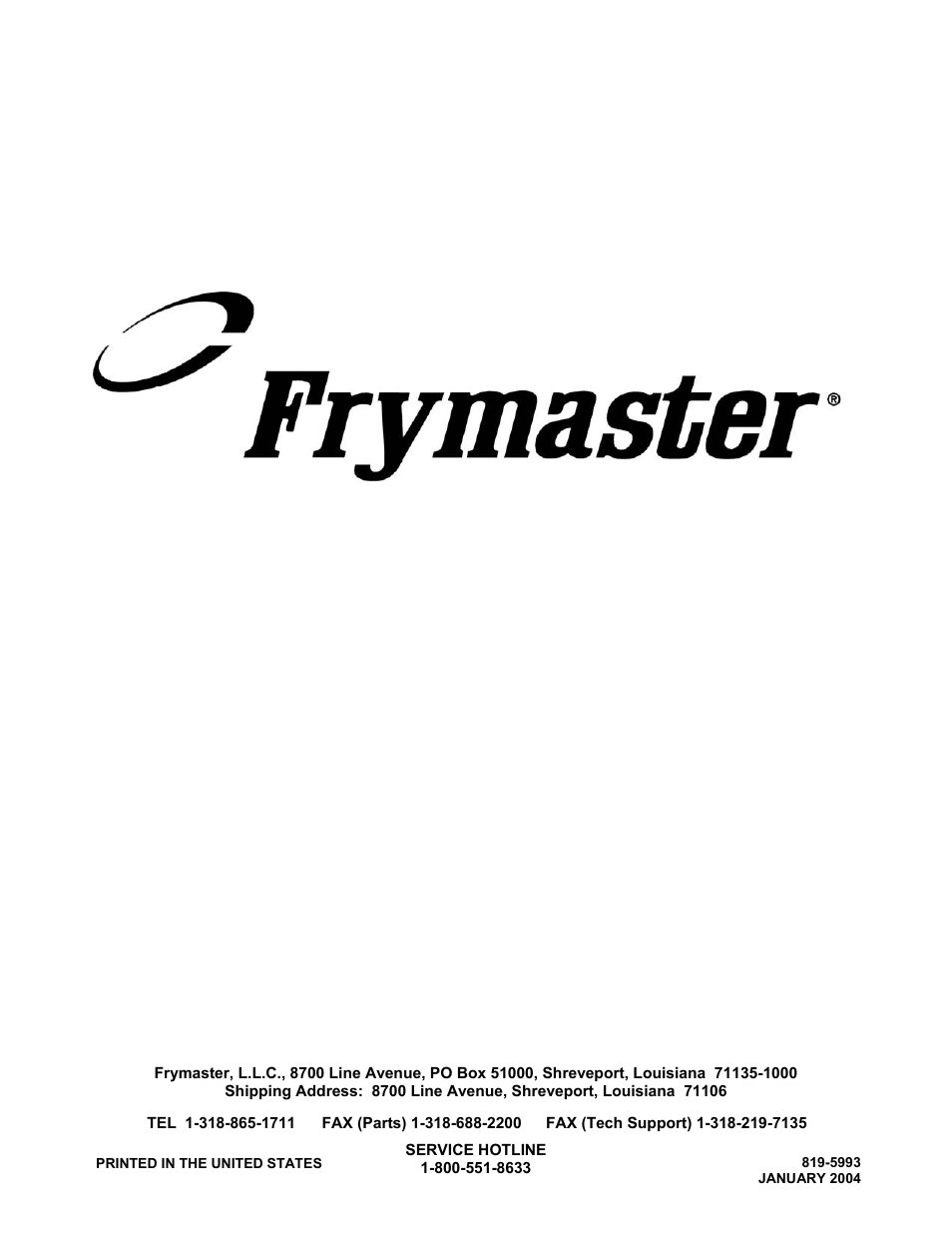 Frymaster CT16 Series User Manual | Page 26 / 26