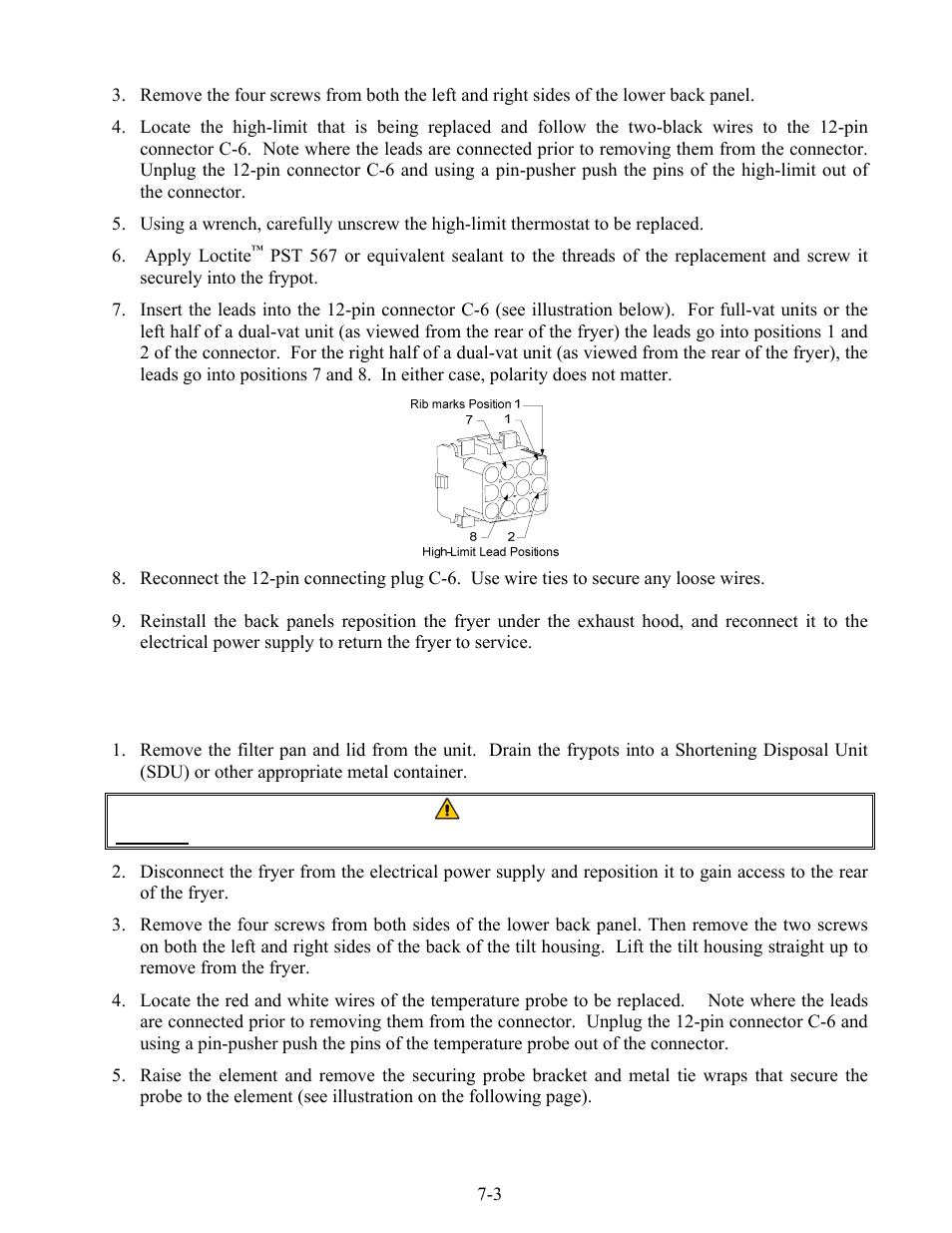 Apply loctite, 5 replacing a temperature probe | Frymaster 8196203 User Manual | Page 33 / 80