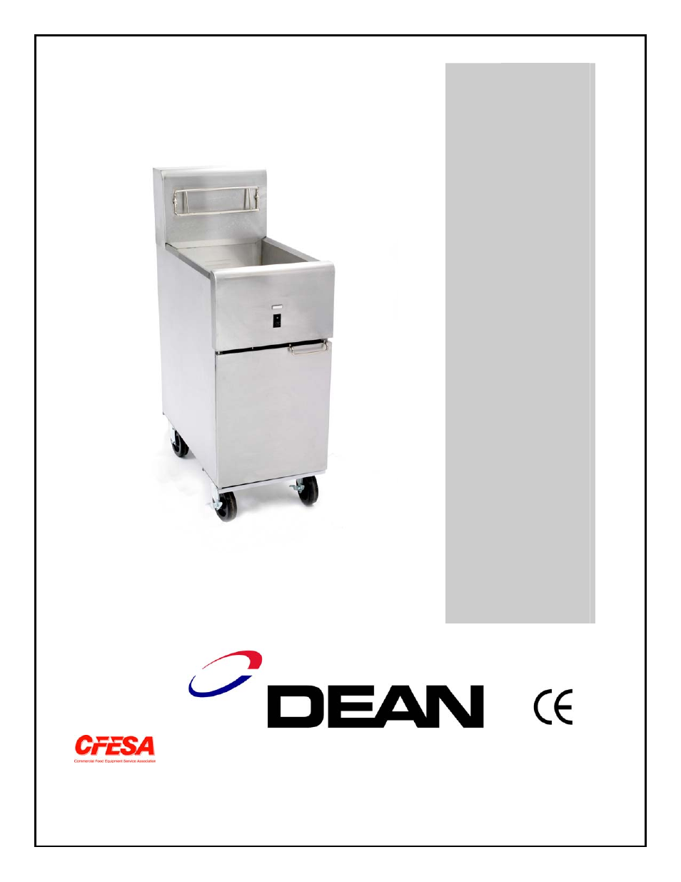 Frymaster Dean SR114E User Manual | 12 pages