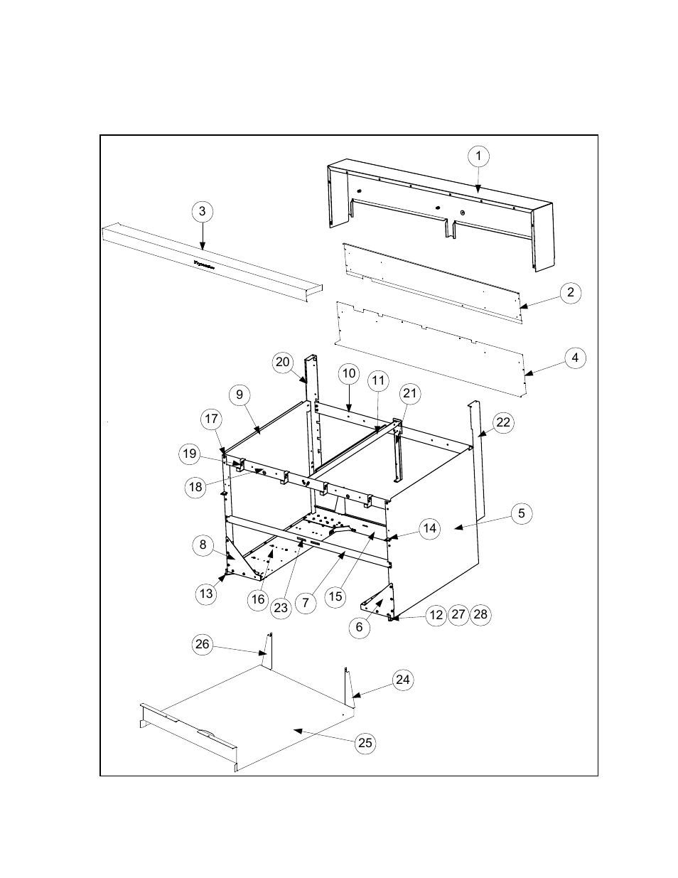 3 cabinetry and related components, 1 fp228 cabinet and related components | Frymaster 2836 User Manual | Page 29 / 54
