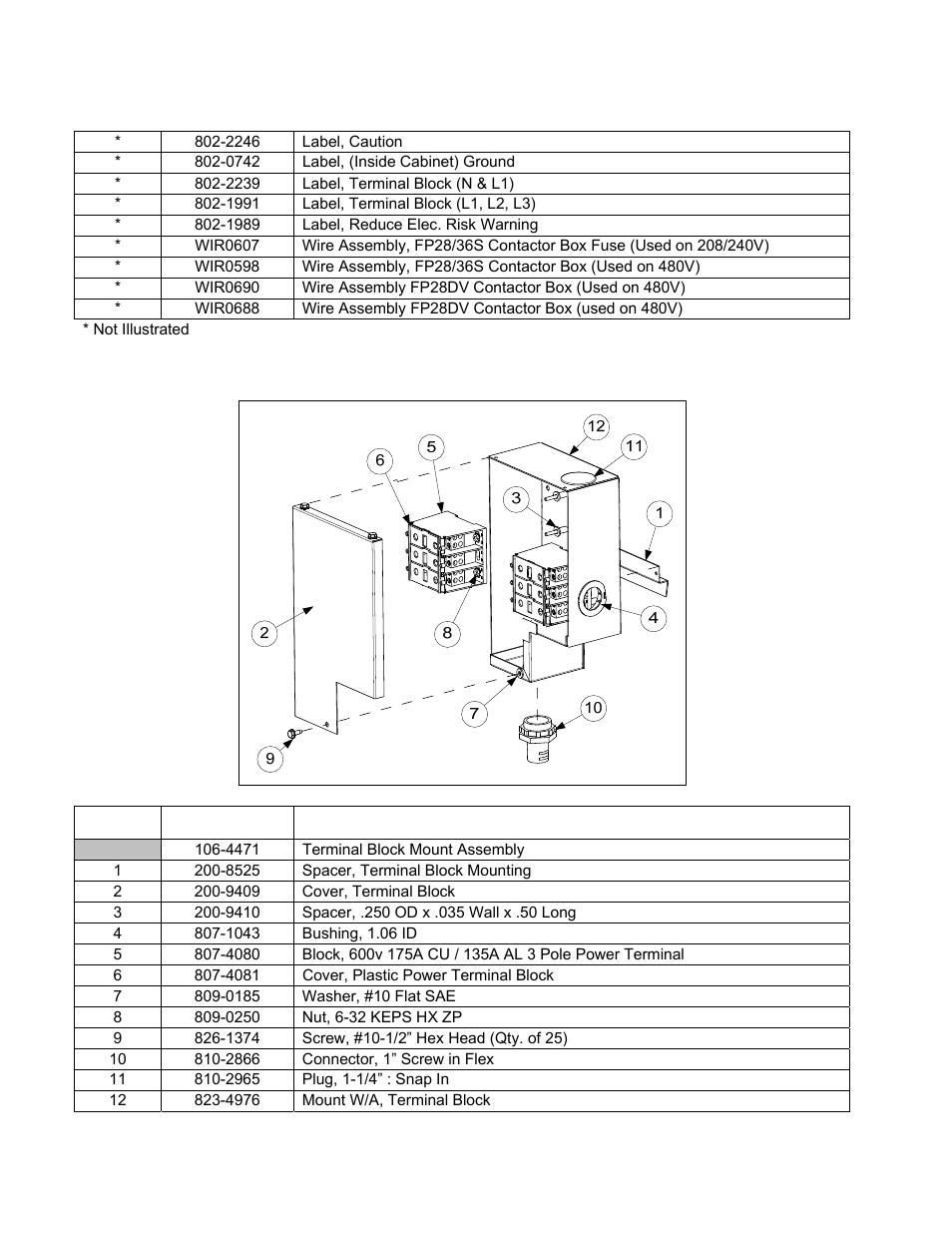 5 contactor and power cord box assembly (cont.), 6 terminal block mount assembly | Frymaster 2836 User Manual | Page 40 / 54