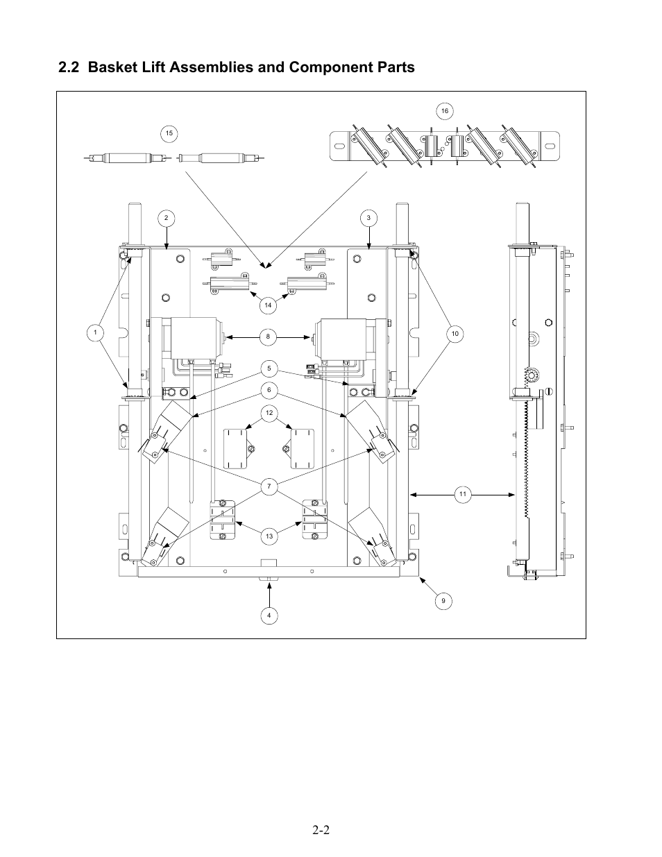 2 basket lift assemblies and component parts | Frymaster H17 User Manual | Page 42 / 86