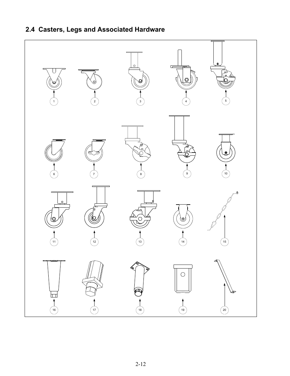 4 casters, legs and associated hardware | Frymaster H17 User Manual | Page 52 / 86