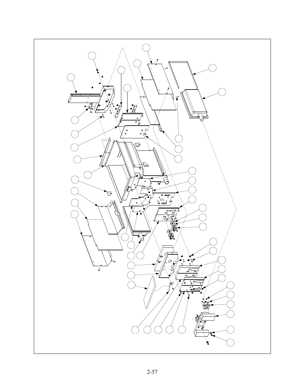 Fu ll vat fr ypo t a ssembl y (typ ical ), 2 full vat frypot assembly, component parts, See page 2- 58 f o r | Frymaster H50 Series User Manual | Page 120 / 138