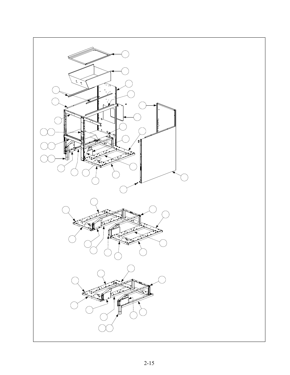 5 fmh50 batteries with built-in filtration, See page 2-14 for leg pad assembly) | Frymaster H50 Series User Manual | Page 78 / 138