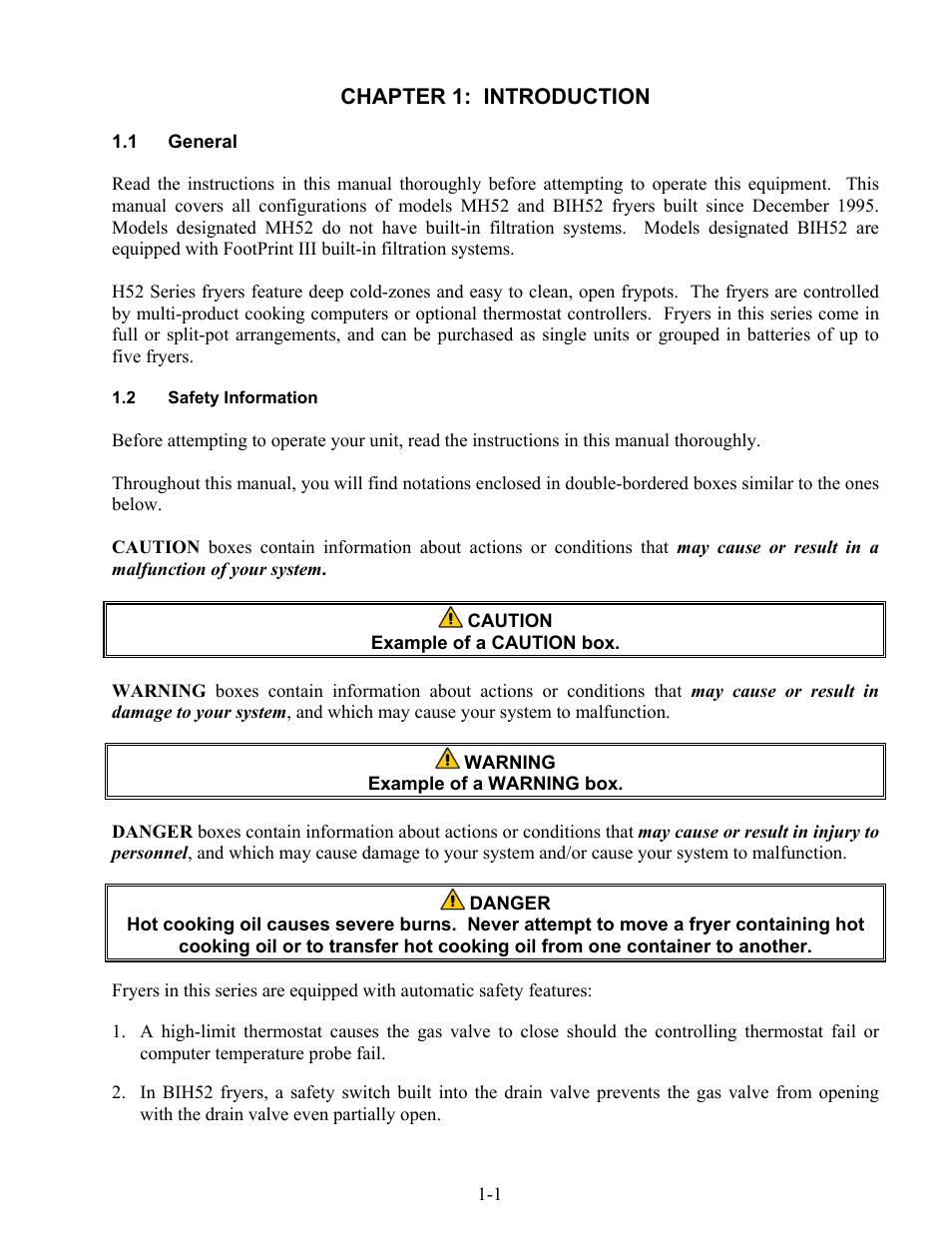 Frymaster H52 Series User Manual | Page 3 / 48