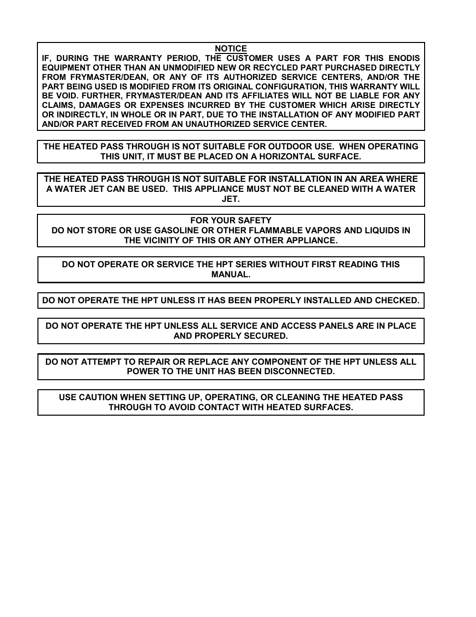 Frymaster Heated Pass Through none User Manual | Page 10 / 12