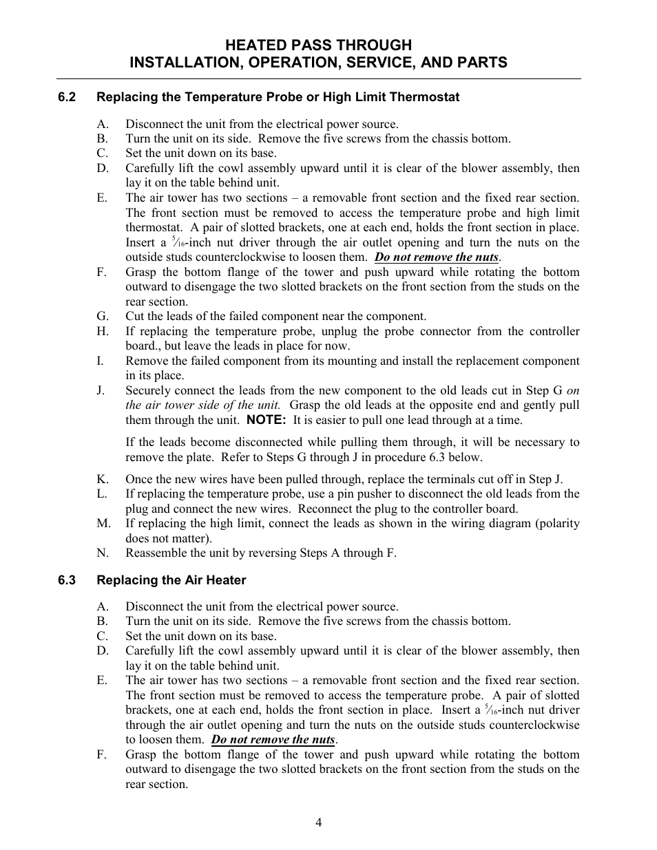 Frymaster Heated Pass Through none User Manual | Page 5 / 12