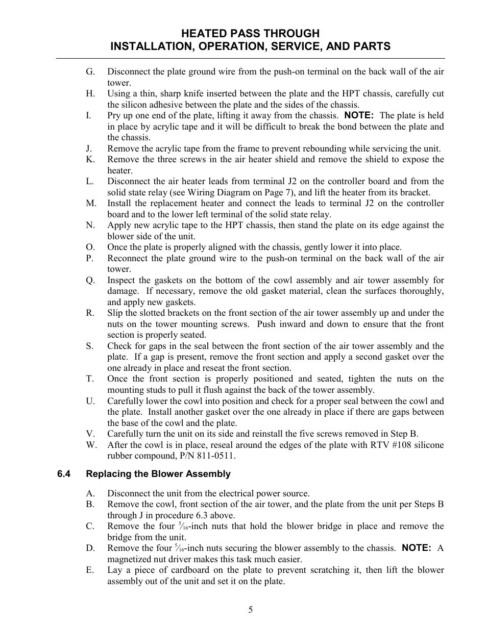 Frymaster Heated Pass Through none User Manual | Page 6 / 12