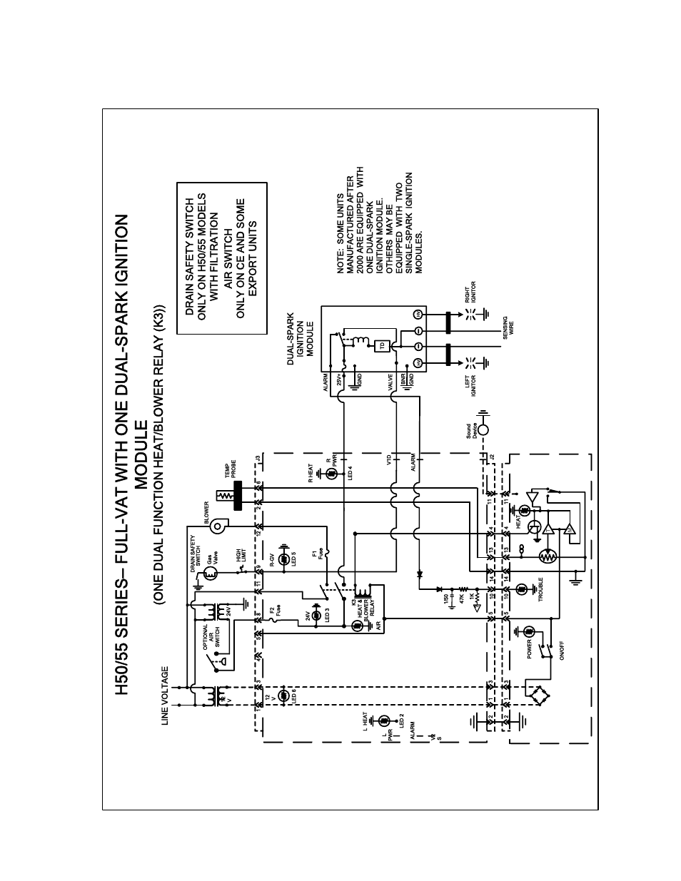 37 1.9. simplified wiring diagrams, 1 wiring diagram for full-vat dual-spark module, One d u al func t ion heat/blower relay (k 3)) | Frymaster FOOTPRINT H50 User Manual | Page 42 / 100