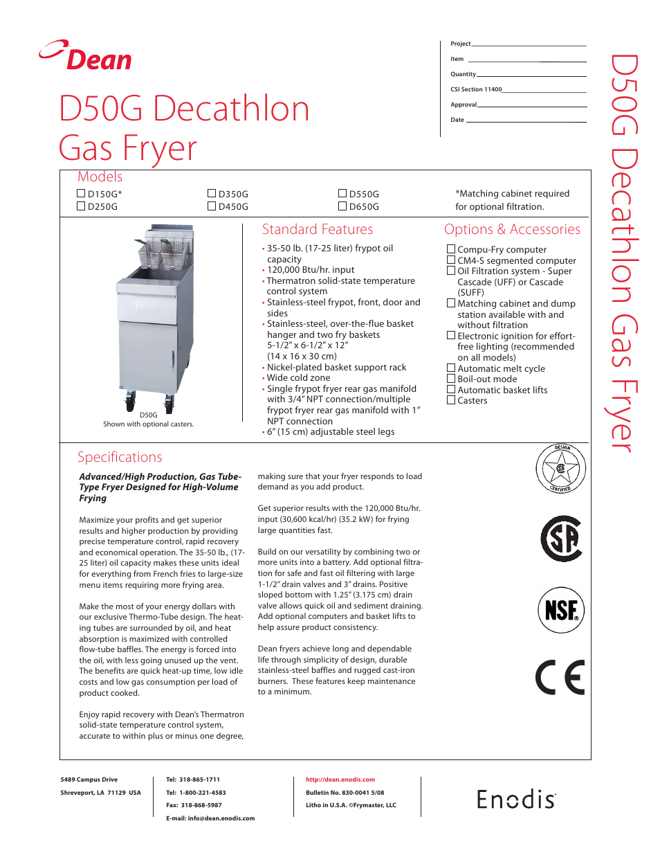 Frymaster D50G User Manual | 2 pages