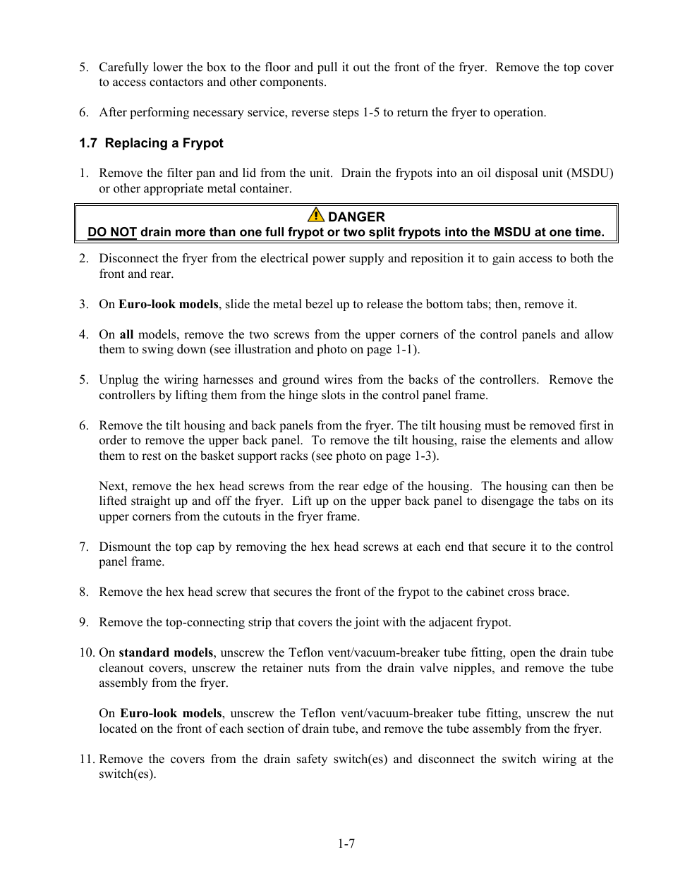 Frymaster BIPH14 series User Manual | Page 11 / 54
