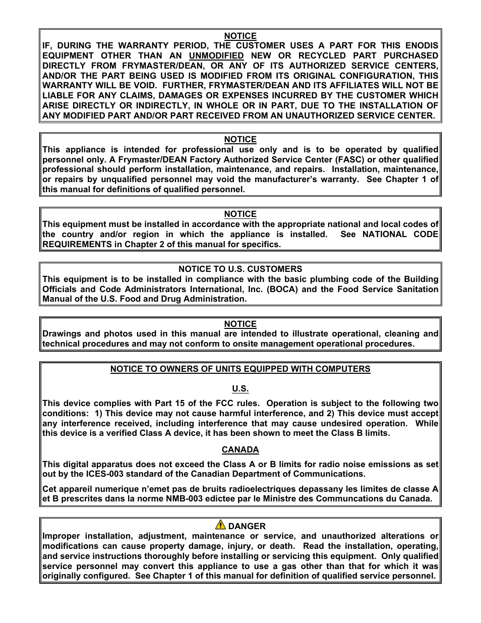 Frymaster Gas Rethermalizers FBKR18 Series User Manual | Page 2 / 60