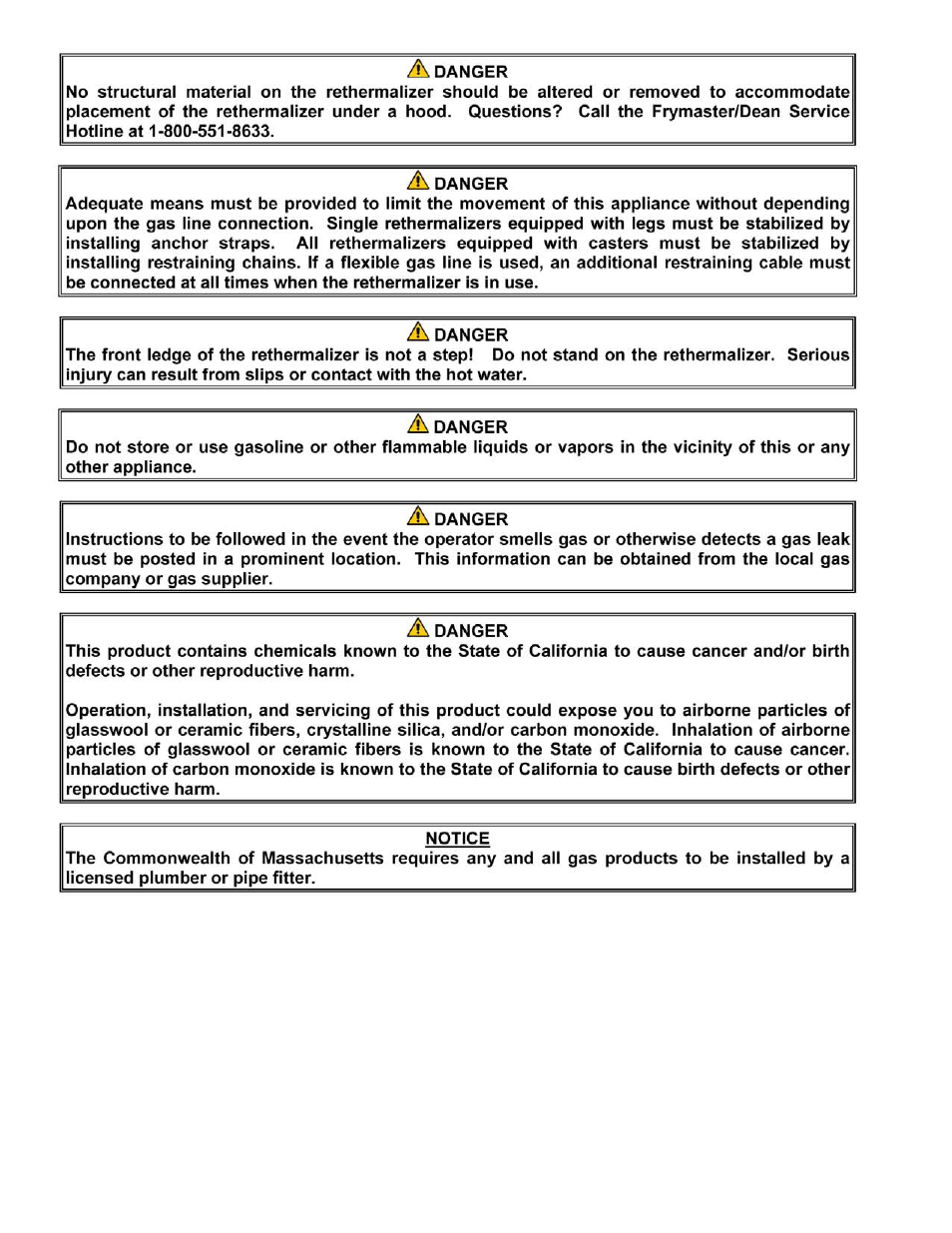 Frymaster Gas Rethermalizers FBKR18 Series User Manual | Page 3 / 60