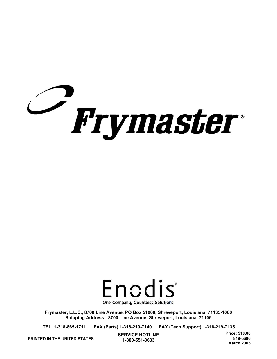 Frymaster Gas Rethermalizers FBKR18 Series User Manual | Page 60 / 60
