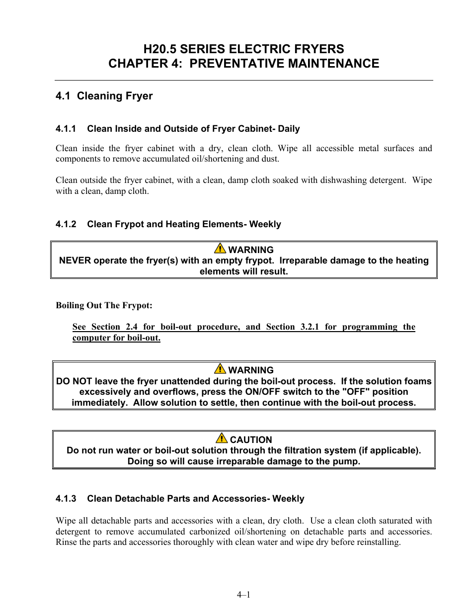 1 cleaning fryer | Frymaster H20.5 SERIES User Manual | Page 22 / 42