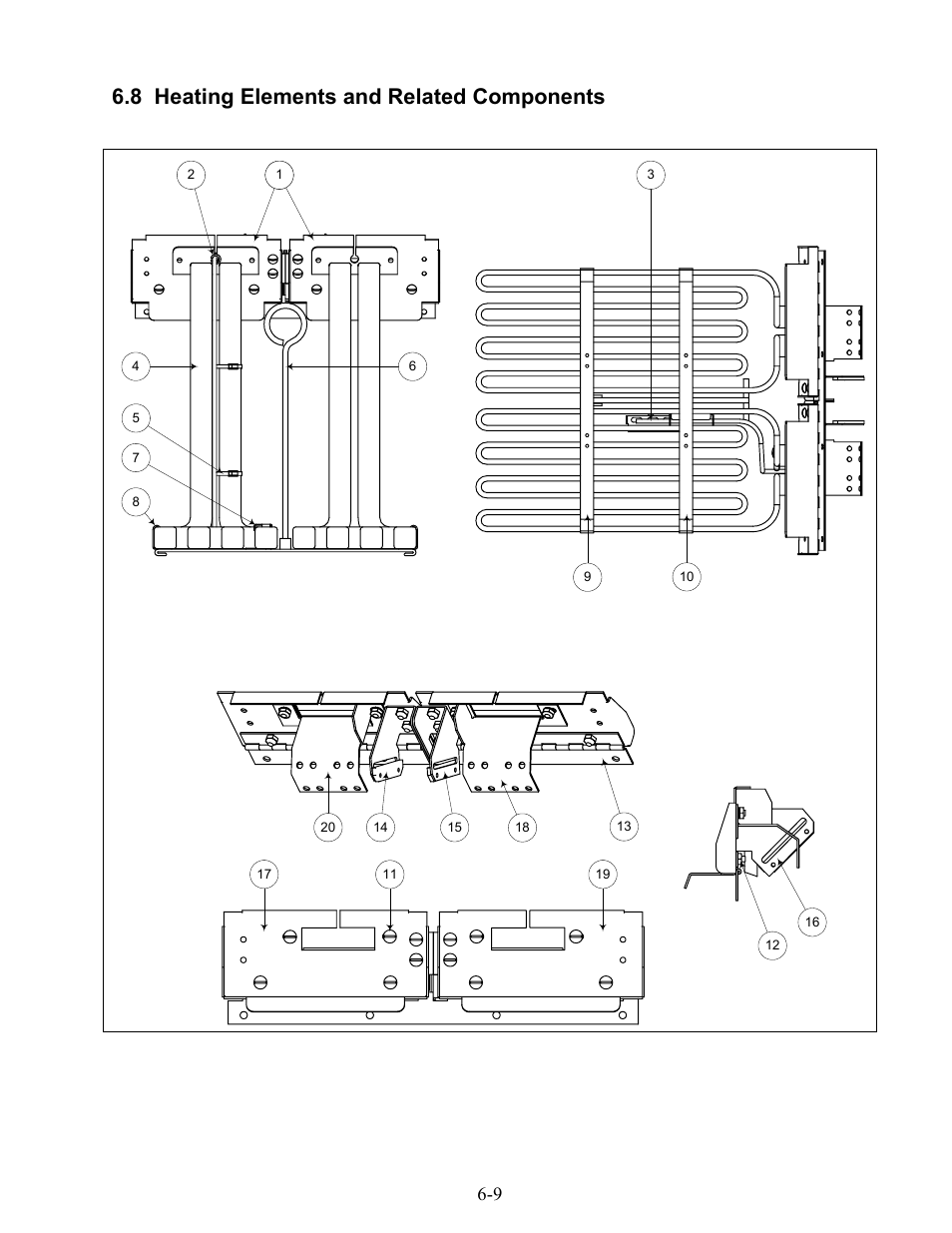 8 heating elements and related components | Frymaster H20.5 SERIES User Manual | Page 39 / 42