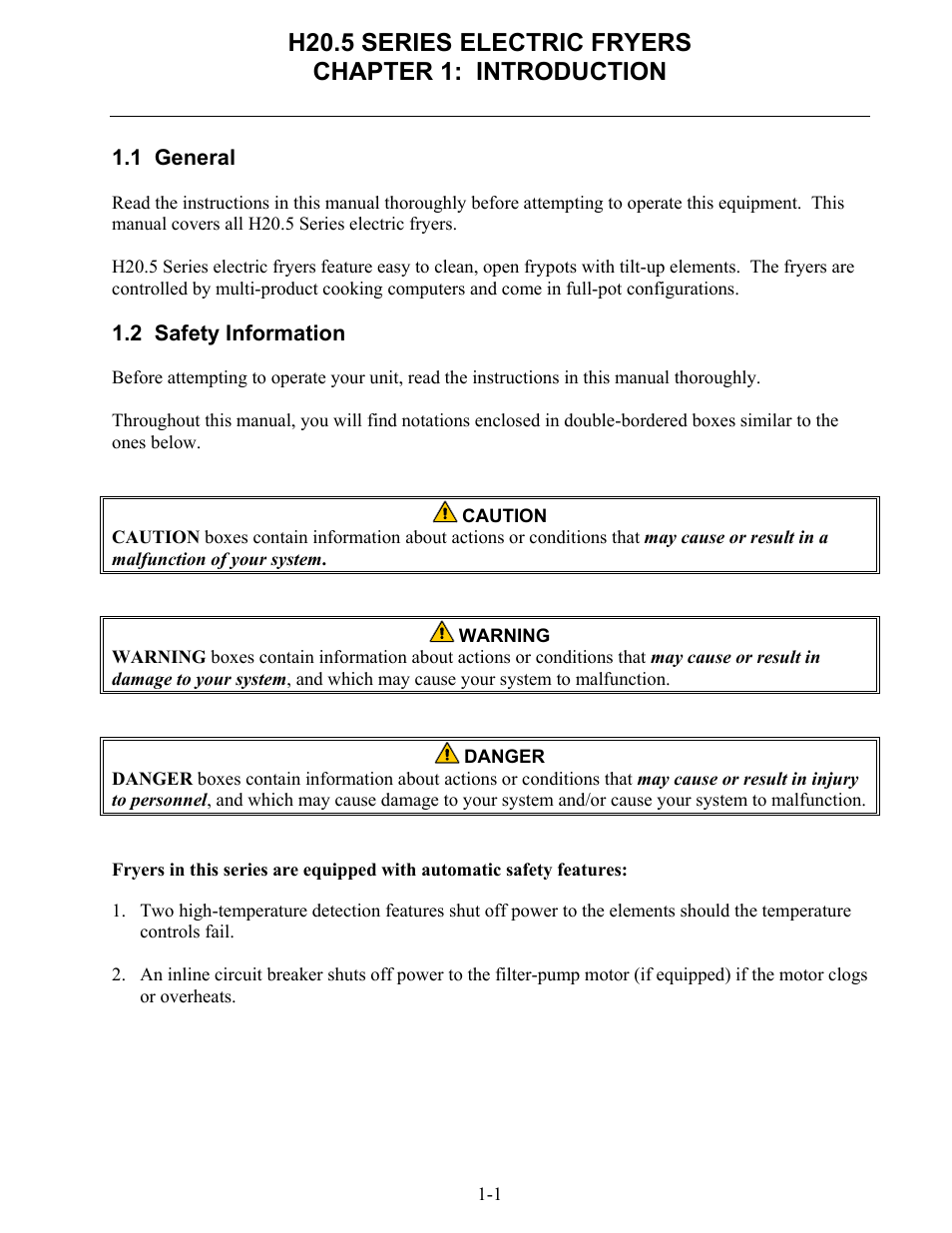 Frymaster H20.5 SERIES User Manual | Page 5 / 42