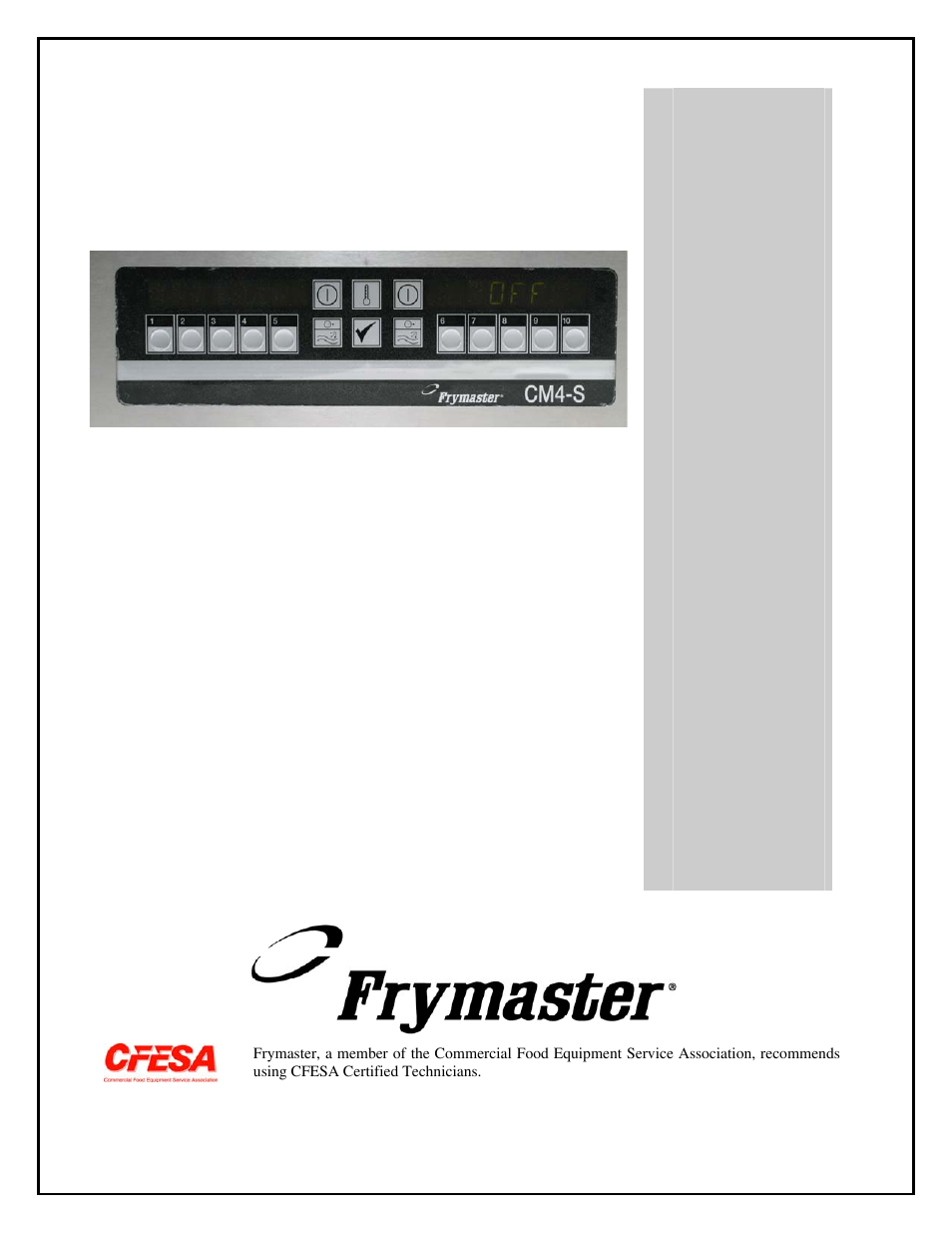 Frymaster cm45 s User Manual | 26 pages