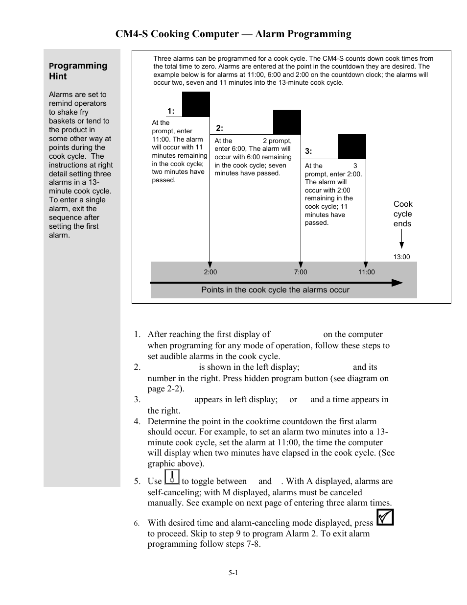 Cm4-s cooking computer — alarm programming | Frymaster cm45 s User Manual | Page 20 / 26