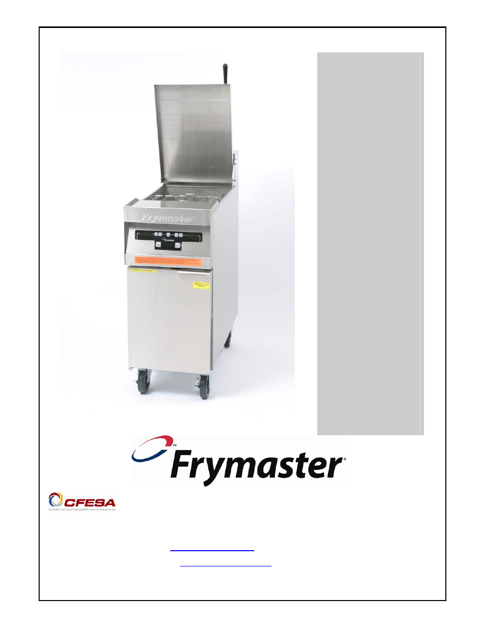 Frymaster FE155 User Manual | 18 pages