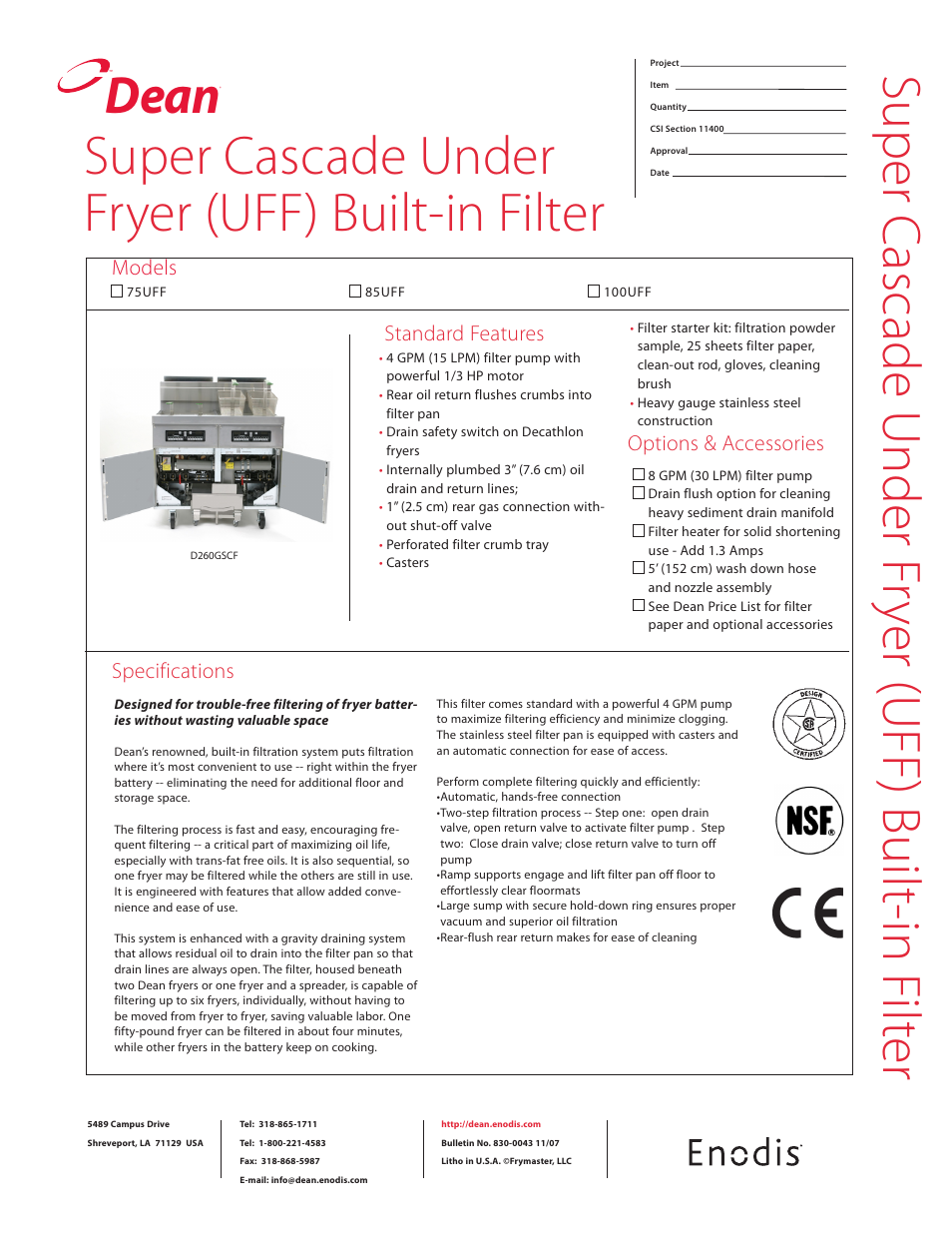 Frymaster D260GSCF User Manual | 2 pages
