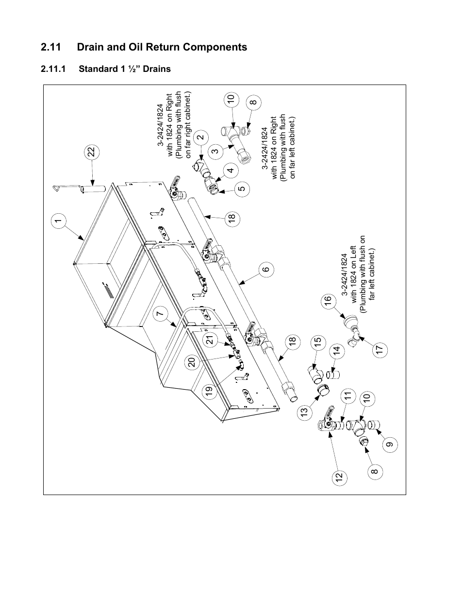 11 drain and oil return components | Frymaster Dean 1824E User Manual | Page 38 / 42