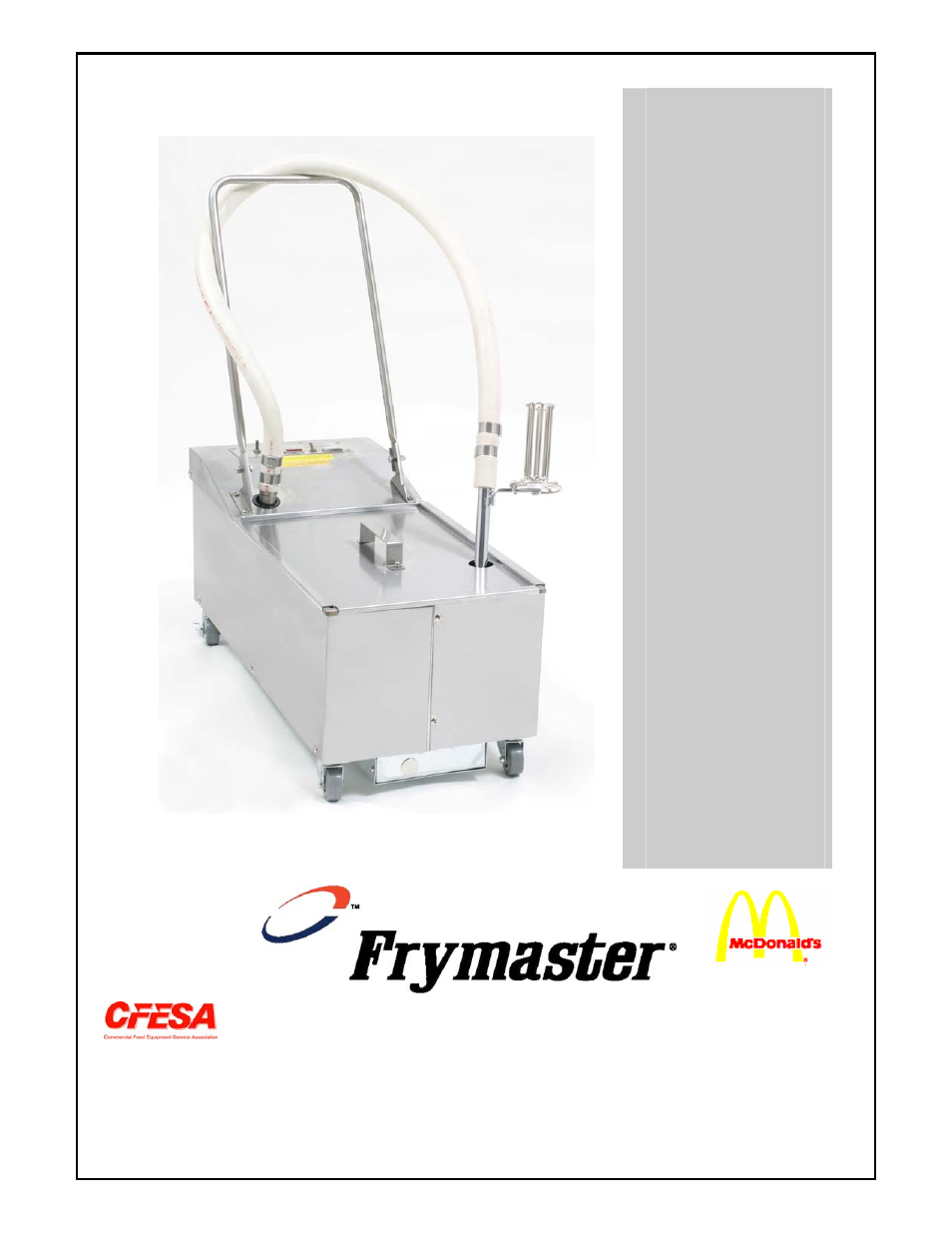 Frymaster Portable Filtration System MPF50S Series User Manual | 30 pages
