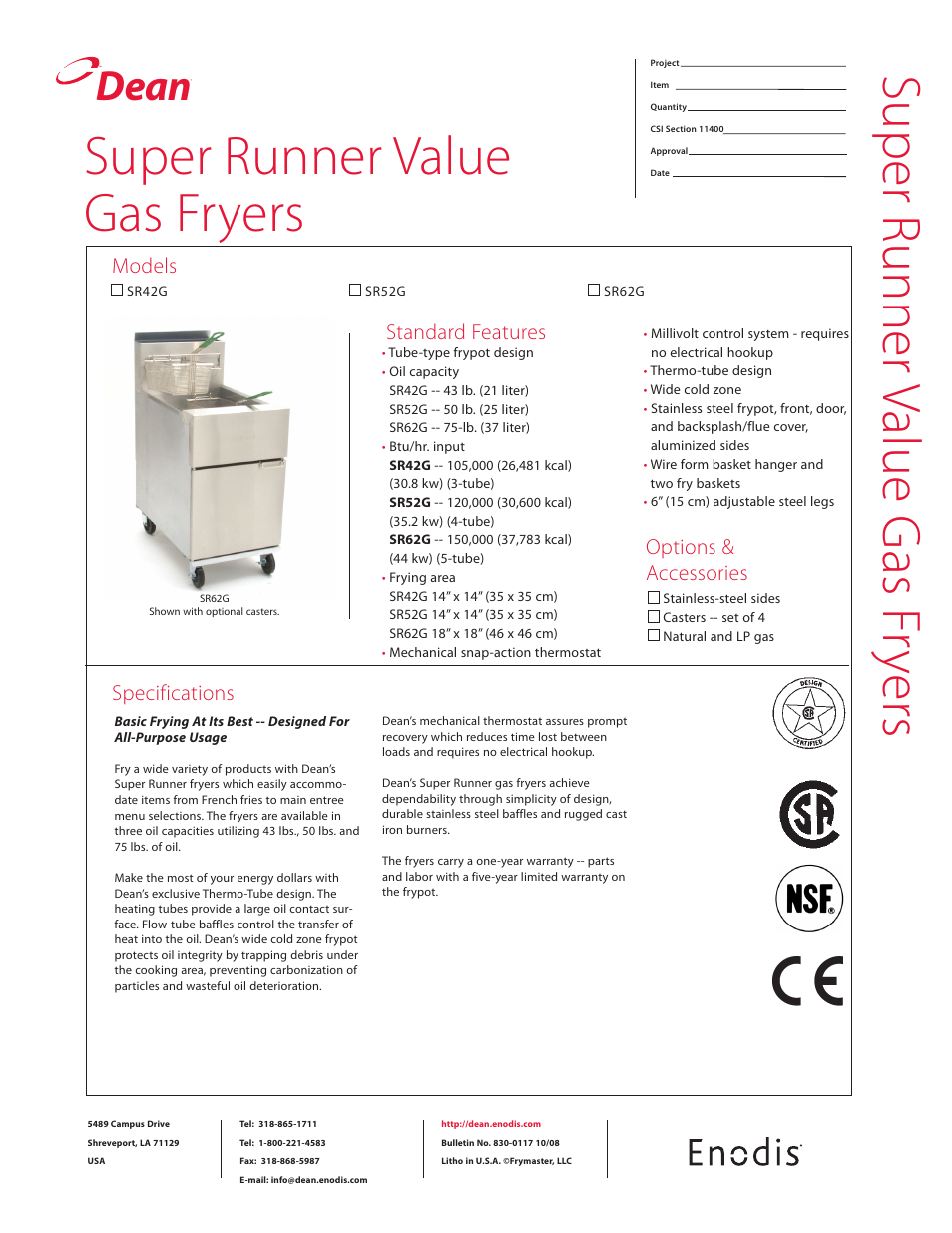 Frymaster SR42G User Manual | 2 pages