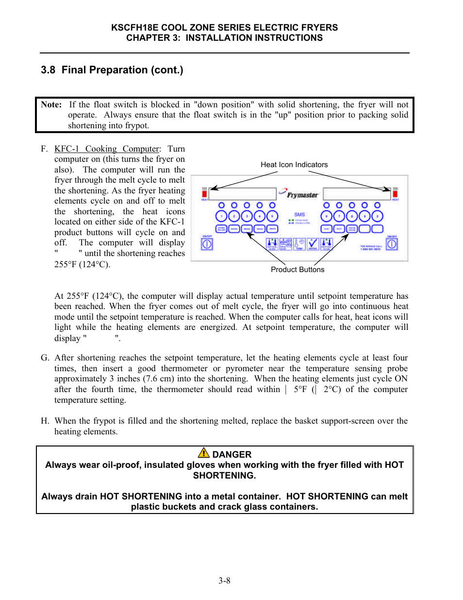8 final preparation (cont.) | Frymaster FLYMASTER KSCFH18E User Manual | Page 19 / 58